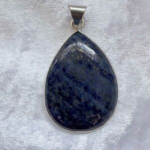 Natural Lapis Lazuli Pendant in .925.Sterling Silver